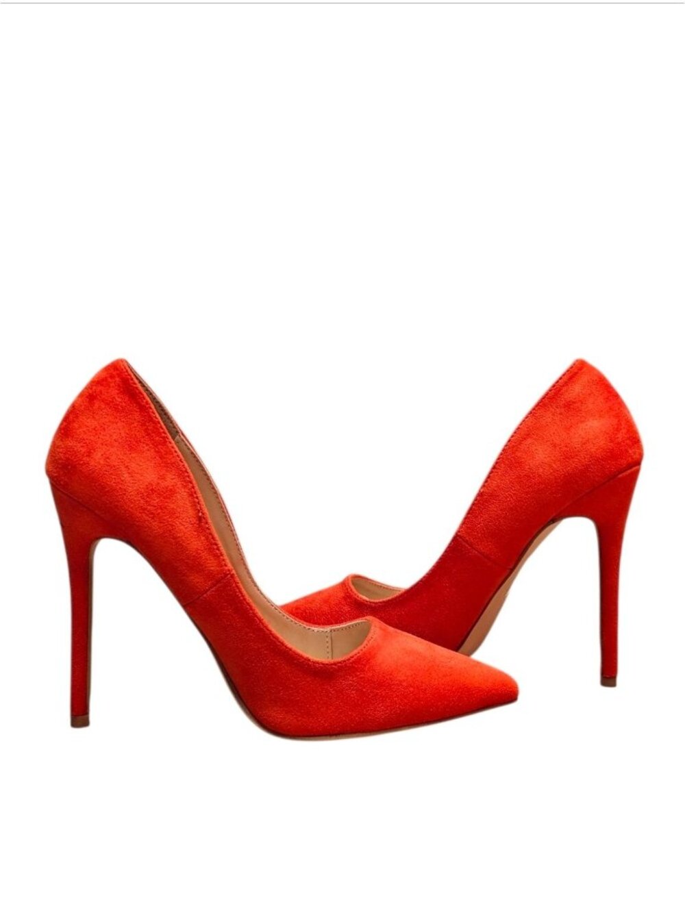 Orange Faux Suede Pointed-Toe Stiletto Heels Womens - Picture 7 of 14